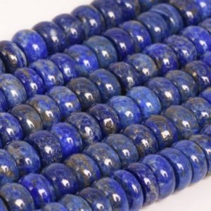 Shop Lapis Lazuli Rondelle Beads! Genuine Natural Deep Blue Lapis Lazuli Loose Beads Afghanistan Grade A Rondelle Shape 8×4-6mm | Natural genuine rondelle Lapis Lazuli beads for beading and jewelry making.  #jewelry #beads #beadedjewelry #diyjewelry #jewelrymaking #beadstore #beading #affiliate #ad