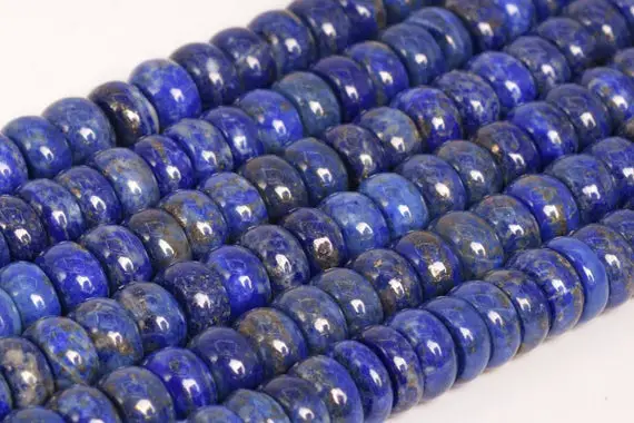 Genuine Natural Deep Blue Lapis Lazuli Loose Beads Afghanistan Grade A Rondelle Shape 8x4-6mm