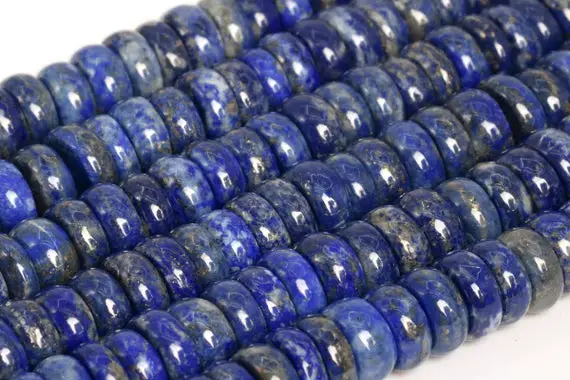 Genuine Natural Deep Blue Lapis Lazuli Loose Beads Afghanistan Grade A Rondelle Shape 12-13x3-8mm