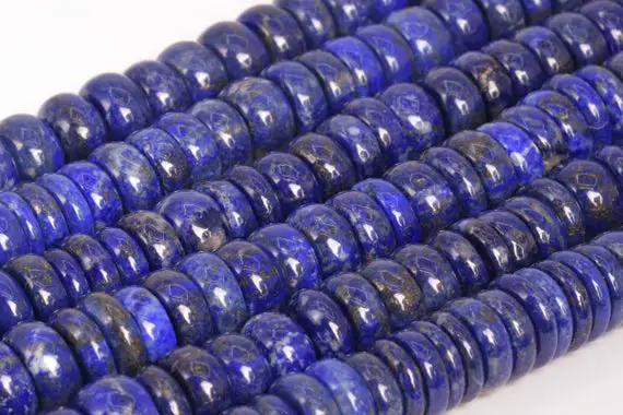 Genuine Natural Deep Blue Lapis Lazuli Loose Beads Afghanistan Grade A Rondelle Shape 15-16x3-8mm