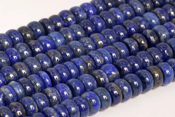 Genuine Natural Deep Blue Lapis Lazuli Loose Beads Afghanistan Grade A Rondelle Shape 7-8x1-6mm