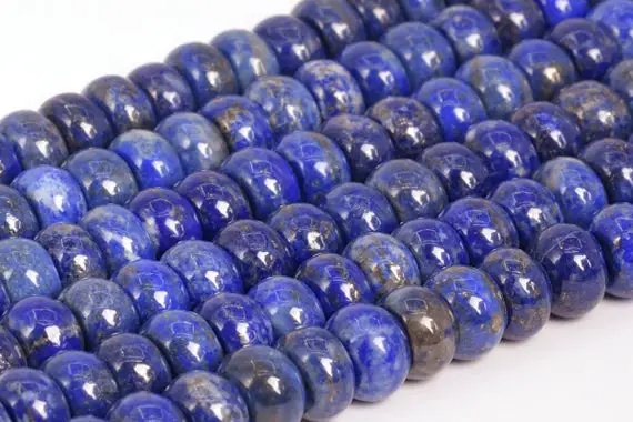 Genuine Natural Deep Blue Lapis Lazuli Loose Beads Afghanistan Grade A Rondelle Shape 9x5-8mm