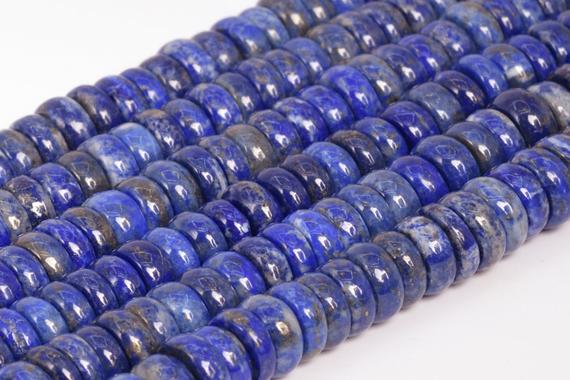 Genuine Natural Deep Blue Lapis Lazuli Loose Beads Afghanistan Grade A Rondelle Shape 9-10x3-6mm