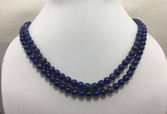 Lapis Lazuli Aaa Quality Natural Smooth Round Beads 5 To 8mm Gemstone Beads Semiprecious Stone Sphere Lapis Beaded Women Necklace With Clasp