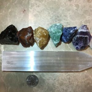 Shop Chakra Stone Sets! Big Sale!!** Large Chakra Stones Set: 7 Rough Crystals and (1) Selenite Point (CHARGED ROCKS) | Shop jewelry making and beading supplies, tools & findings for DIY jewelry making and crafts. #jewelrymaking #diyjewelry #jewelrycrafts #jewelrysupplies #beading #affiliate #ad