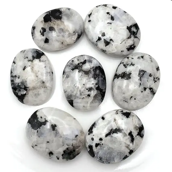 Large Rainbow Moonstone Palm Stone - Cristal Polished Gemstone | Healing Crystals And Stones, Crystal Palmstone (flashy Rainbow Moonstone)