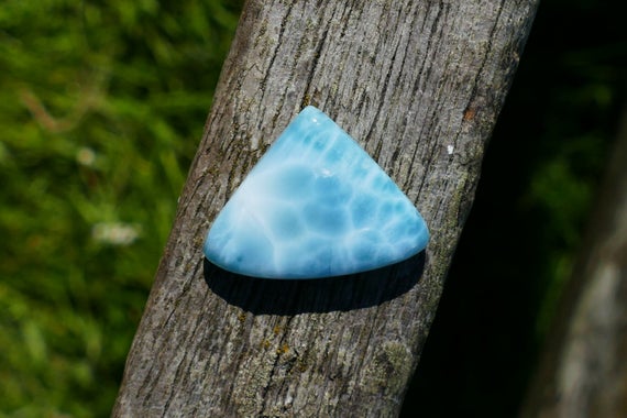 Natural Blue Larimar Triangle Gemstone Cabochon From The Dominican Republic