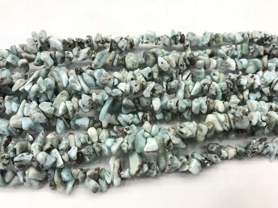 Natural Blue Larimar 5 - 8mm Chips Genuine Loose Nugget Beads 34 Inch Jewelry Supply Bracelet Necklace Material Support Wholesale