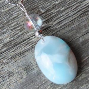 Shop Larimar Necklaces! Larimar and Angel Aura Healing Stone Protection Necklace! | Natural genuine Larimar necklaces. Buy crystal jewelry, handmade handcrafted artisan jewelry for women.  Unique handmade gift ideas. #jewelry #beadednecklaces #beadedjewelry #gift #shopping #handmadejewelry #fashion #style #product #necklaces #affiliate #ad