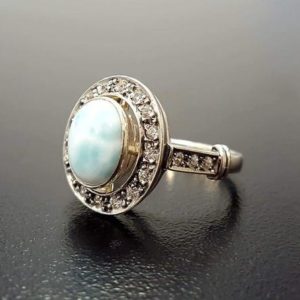 Shop Larimar Rings! Larimar Ring, Blue Antique Ring, March Ring, Vintage Ring, Sky Blue Ring, Heaven Ring, March Birthstone, Unique Ring, Solid Silver Ring | Natural genuine Larimar rings, simple unique handcrafted gemstone rings. #rings #jewelry #shopping #gift #handmade #fashion #style #affiliate #ad