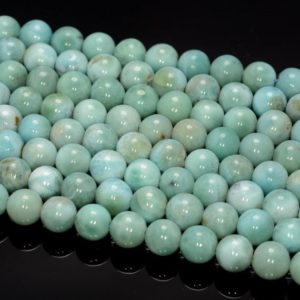 Shop Larimar Round Beads! 6-7MM Dominican Larimar Gemstone Grade AA Sky Blue Round Loose Beads 4 inch 16 Beads (80004841 H-450) | Natural genuine round Larimar beads for beading and jewelry making.  #jewelry #beads #beadedjewelry #diyjewelry #jewelrymaking #beadstore #beading #affiliate #ad
