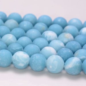 6mm Matte Larimar Quartz Gemstone Grade AAA Sky Blue Round Loose Beads 15.5 inch Full Strand (80006320-489)
