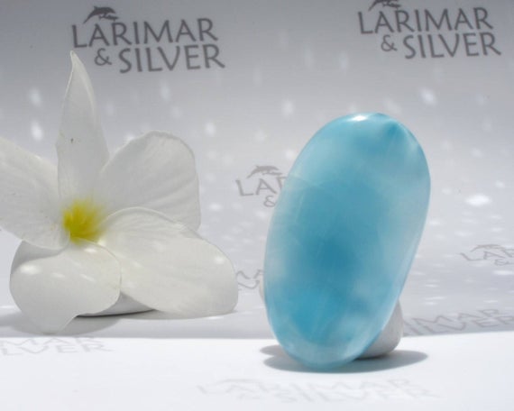 Larimar Stone By Larimarandsilver, Air Element - Sky Blue Larimar Pebble/aqua Blue Crystal Stone/tumbled Stone/air Energy/dominican Larimar