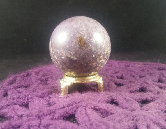 Lepidolite Sphere Crystal Ball 54mm Stones Carved Crystals Polished Sparkly Purple Lithium Mica Carving Choose Your Stand