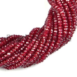 Shop Ruby Rondelle Beads! 3-5Mm Longido Ruby Faceted Rondelle Beads, Faceted Ruby Rondelle Beads,AAA Quality Beads, Longido Ruby Rondelle Beads, Ruby Rondelle Beads | Natural genuine rondelle Ruby beads for beading and jewelry making.  #jewelry #beads #beadedjewelry #diyjewelry #jewelrymaking #beadstore #beading #affiliate #ad