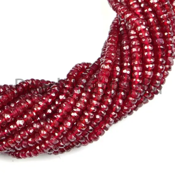 3-5mm Longido Ruby Faceted Rondelle Beads, Faceted Ruby Rondelle Beads,aaa Quality Beads, Longido Ruby Rondelle Beads, Ruby Rondelle Beads