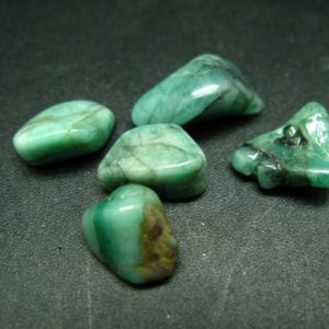 Lot of 5 natural Emerald  tumbled stones  from Brazil | Natural genuine stones & crystals in various shapes & sizes. Buy raw cut, tumbled, or polished gemstones for making jewelry or crystal healing energy vibration raising reiki stones. #crystals #gemstones #crystalhealing #crystalsandgemstones #energyhealing #affiliate #ad
