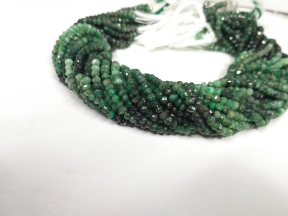 Lot Of 5 Strands Emerald Shaded Faceted Rondelle Stone Beads Strand, Natural Precious Emerald Jewelry Making Gemstone Beads Wholesale Shop