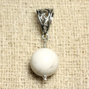 Shop Magnesite Pendants! Pendentif Pierre semi précieuse – Magnésite 14mm | Natural genuine Magnesite pendants. Buy crystal jewelry, handmade handcrafted artisan jewelry for women.  Unique handmade gift ideas. #jewelry #beadedpendants #beadedjewelry #gift #shopping #handmadejewelry #fashion #style #product #pendants #affiliate #ad