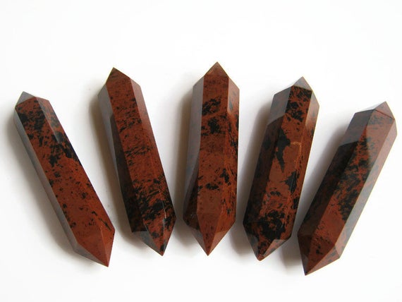 80mm - 85mm Mahogany Obsidian Double Terminated Point, Mineral Specimen, Large Reiki Meditation Stone, 3.25 Inches