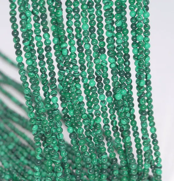 2mm Hedge Mazes Malachite Gemstone Grade Aaa Swirly Green, Round 2mm Loose Beads 15.5 Inch Full Strand (80004632-107)
