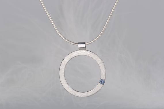 Sterling Silver Alexandrite Round Pendant Necklace