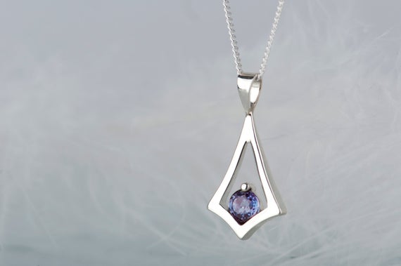 Sterling Silver Alexandrite Kite Pendant Necklace