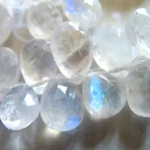 Shop Briolette Beads! 2-20 pcs // MOONSTONE Pear Briolettes Beads, 8.5-9 mm, AAA, Faceted Gemstone Gem / Blue Flashes June birthstone brides bridal weddings bgg b | Natural genuine other-shape Gemstone beads for beading and jewelry making.  #jewelry #beads #beadedjewelry #diyjewelry #jewelrymaking #beadstore #beading #affiliate #ad