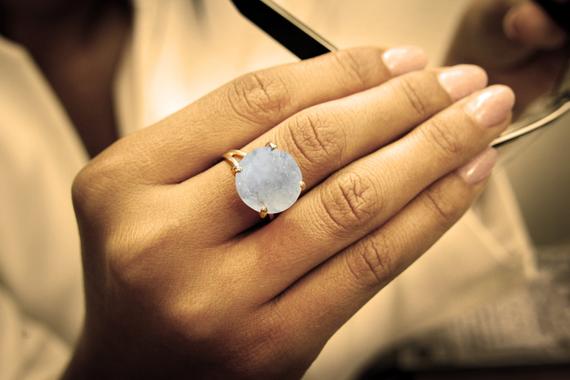 14k Gold Moonstone Ring · Gemstone Ring · Semiprecious Rings · Statement Ring · Cocktail Ring · Large Stone Ring · Proposal Ring