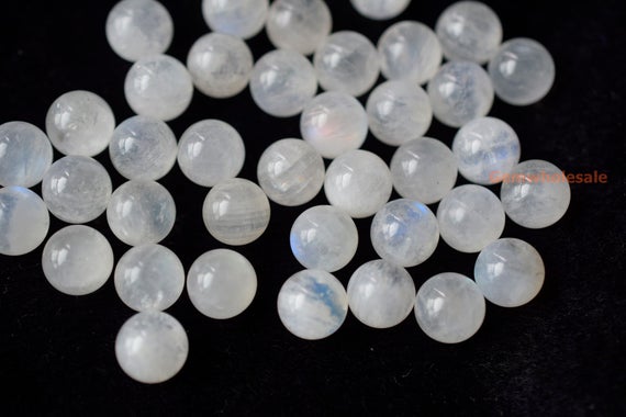 2pcs 6mm/8mm Aa Moonstone Undrilled Single Round Beads,blue Moonstone, White Semi-precious Stone Orb, Gemstone Sphere Wgyo
