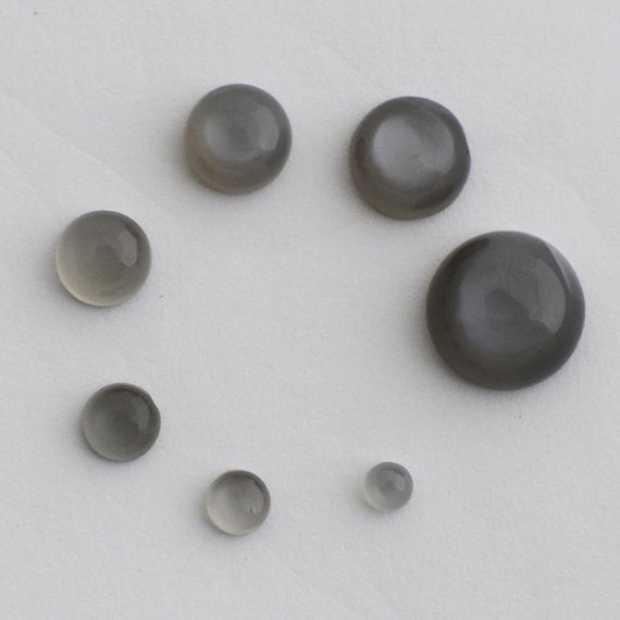 Grade Aa Natural Grey Moonstone Semi-precious Gemstone Round Cabochon - 3mm, 4mm, 5mm, 6mm, 7mm, 8mm, 10mm Sizes