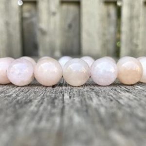 Shop Morganite Bracelets! Chunky Morganite Bracelet 12mm Opaque Morganite Gemstone Bracelet Stack Bracelet Pink Beryl Beaded Bracelet Stack Bracelet Gift Bracelet | Natural genuine Morganite bracelets. Buy crystal jewelry, handmade handcrafted artisan jewelry for women.  Unique handmade gift ideas. #jewelry #beadedbracelets #beadedjewelry #gift #shopping #handmadejewelry #fashion #style #product #bracelets #affiliate #ad