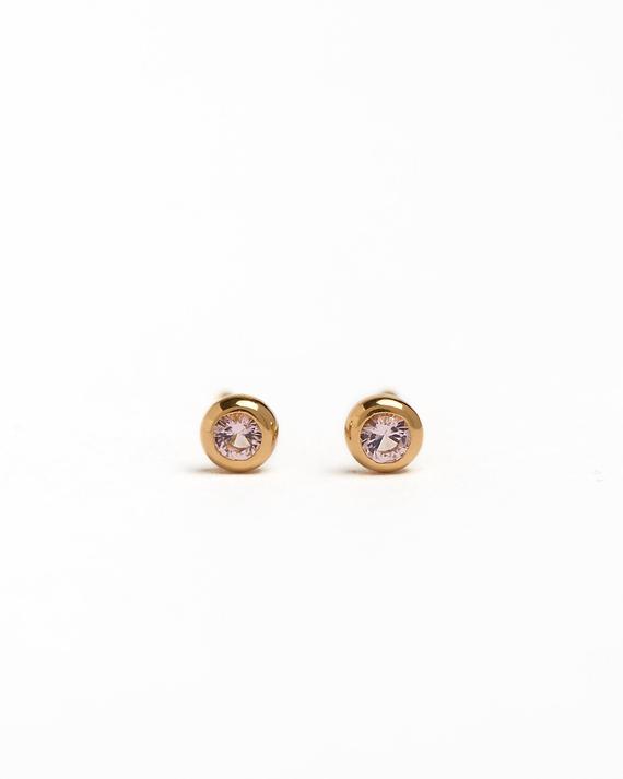 Tiny Gemstone Stud Earrings - Mini Birthstone Earrings - Gift Under 20 - Second Hole Earrings- Std081