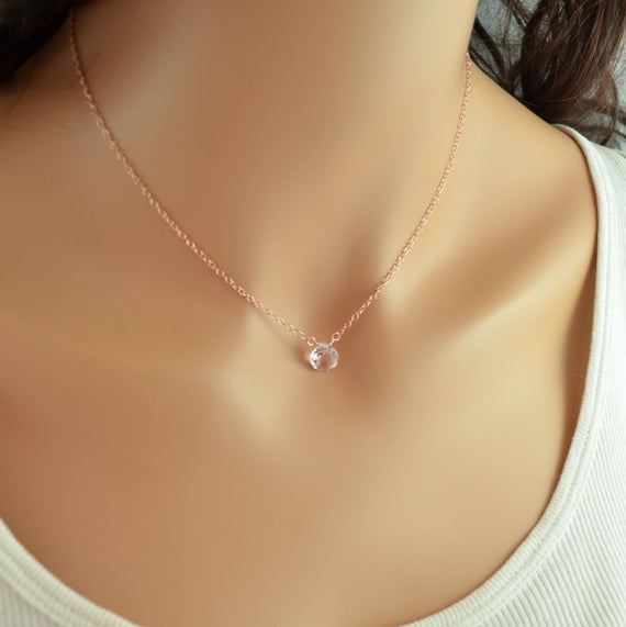 Morganite Necklace, Rose Gold Choker Necklace, Morganite Quartz, Blush Pink Gemstone Jewelry, Gemstone Choker, Rose Gold Necklace