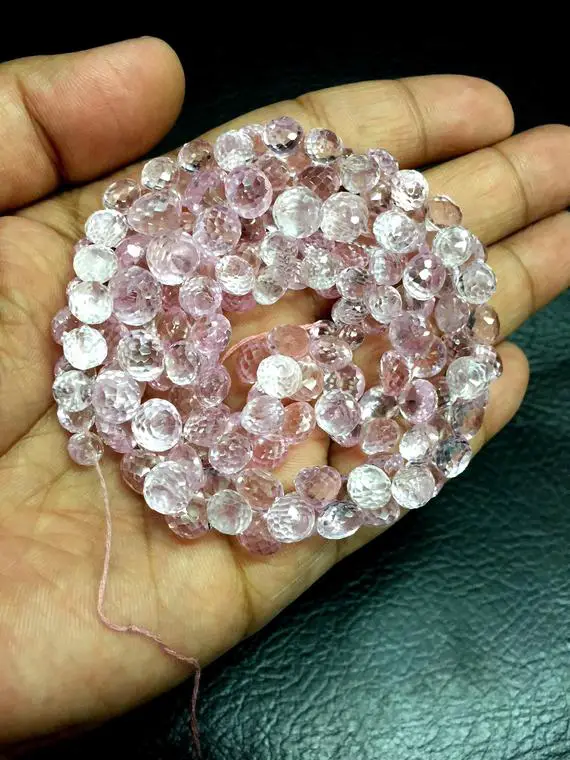 Extremely Beautiful~~very Rare Pink Morganite Color Faceted Onion Shape Beads Morganite Gemstone Beads Wholesale Gemstone Beads Top Quality