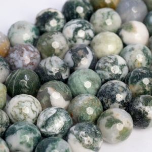 Shop Moss Agate Beads! Genuine Natural Green and White Moss Agate Loose Beads Micro Faceted Round Shape 6mm 8mm 10mm | Natural genuine beads Moss Agate beads for beading and jewelry making.  #jewelry #beads #beadedjewelry #diyjewelry #jewelrymaking #beadstore #beading #affiliate #ad