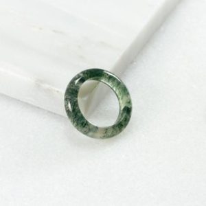 Shop Moss Agate Rings! Thin Moss Agate Ring/ Thin Moss Agate Band/ Landscape Agate Ring/ Dendritic Agate Ring/ Moss Agate Jewelry | Natural genuine Moss Agate rings, simple unique handcrafted gemstone rings. #rings #jewelry #shopping #gift #handmade #fashion #style #affiliate #ad
