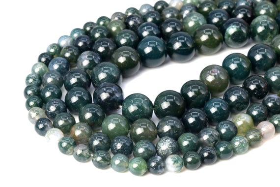 Botanical Moss Agate Beads Grade Aaa Genuine Natural Gemstone Round Loose Beads 4mm 6mm 8mm 10mm 12mm Bulk Lot Options