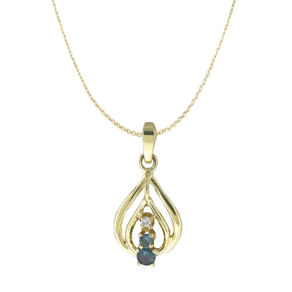Natural Alexandrite Diamond Necklace Pendant In 14k Gold With Certificate!!free Shipping Only In Usa Only