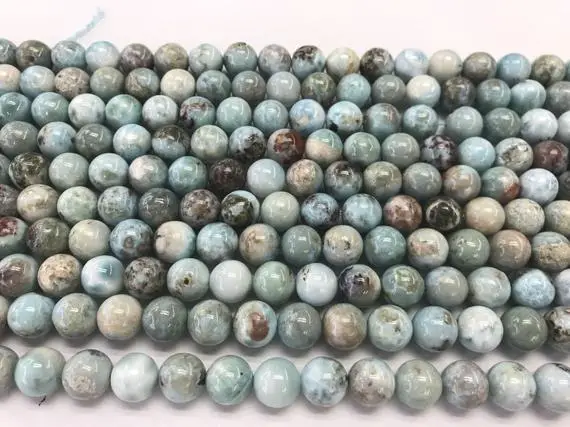 Natural Blue Larimar 10mm Round Genuine Gemstone Grade Ab Loose Beads 15 Inch Jewelry Supply Bracelet Necklace Material Support Wholesale