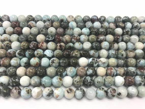 Natural Blue Larimar 8mm Round Genuine Gemstone Grade B Loose Beads 15 Inch Jewelry Supply Bracelet Necklace Material Support Wholesale