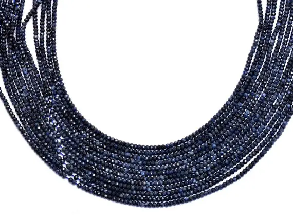Natural Blue Sapphire Faceted Rondelle Beads | Gemstone 2mm-3mm Beads 13inch Strand | Aaa+ Blue Sapphire Precious Gemstone Faceted Beads