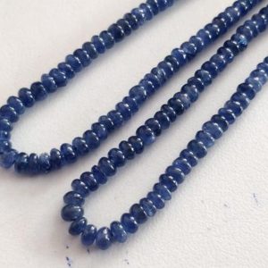 Natural Burma Blue sapphire Gemstone 3 mm Smooth Rondelle Beads 16" Loose strand Burmese Sapphire beads Handmade Necklace | Natural genuine rondelle Sapphire beads for beading and jewelry making.  #jewelry #beads #beadedjewelry #diyjewelry #jewelrymaking #beadstore #beading #affiliate #ad