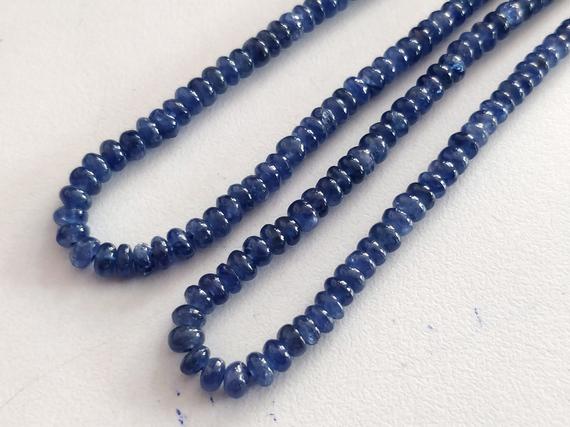 Natural Burma Blue Sapphire Gemstone 3 Mm Smooth Rondelle Beads 16" Loose Strand Burmese Sapphire Beads Handmade Necklace