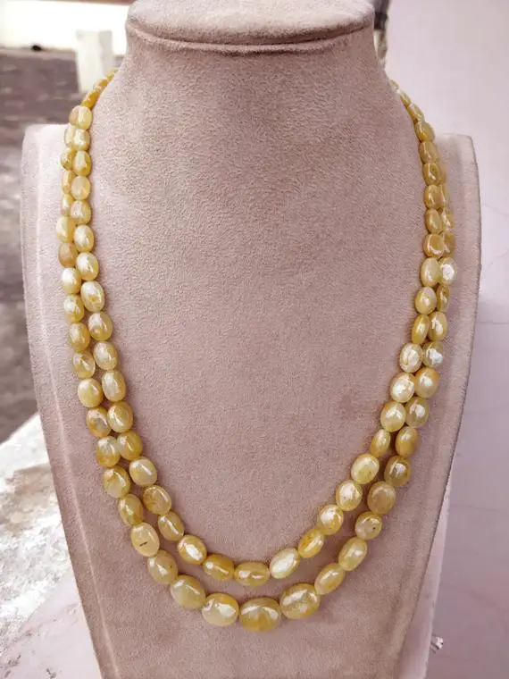 Natural Burma Yellow Sapphire Gemstones 8 - 13 Mm Drilled & Smooth Nuggets Handmade Vintage Necklace Tumbled Gemstones