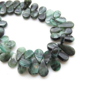 Shop Emerald Bead Shapes! Natural Emerald Briolette Beads, Smooth Emerald Pear Shaped Gemstone Beads, 11-14mm/8-14mm Emerald Beads, Sold As 9" Strand, GDS1334 | Natural genuine other-shape Emerald beads for beading and jewelry making.  #jewelry #beads #beadedjewelry #diyjewelry #jewelrymaking #beadstore #beading #affiliate #ad