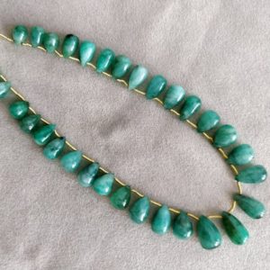 Shop Emerald Bead Shapes! Natural Emerald Smooth Teardrops Matching Loose Stones Untreated Emerald Gemstone Drilled & Plain Teardrop Briolettes Loose Strand | Natural genuine other-shape Emerald beads for beading and jewelry making.  #jewelry #beads #beadedjewelry #diyjewelry #jewelrymaking #beadstore #beading #affiliate #ad