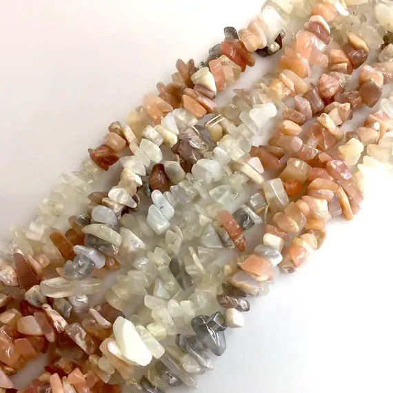 Natural Gemstone Colorful Moonstone Chip Beads Assorted Stones 32" Full Strand Irregular Nugget Freeform Small Gemstone Crystal Chips