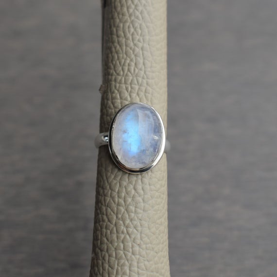 Natural Rainbow Moonstone Ring-blue Fire Moonstone Ring-handmade Silver Ring-925 Sterling Silver-gift For Her-promise Ring-anniversary Ring