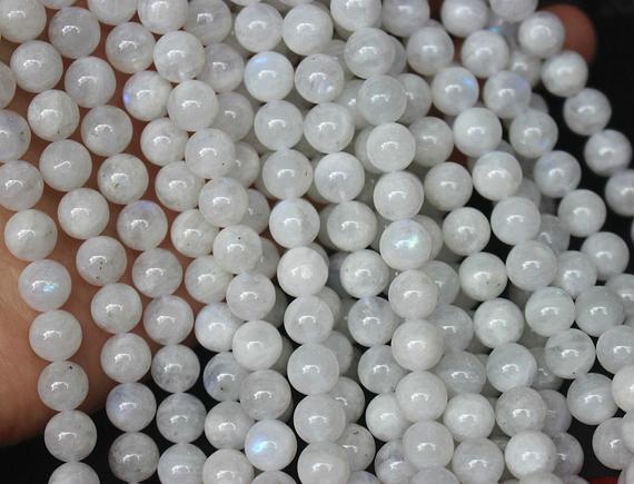 Natural Rainbow Moonstone Blue White Round Beads ,natural White Moostone Smooth Beads 4mm 6mm 8mm 10mm ,15 Inches Strand